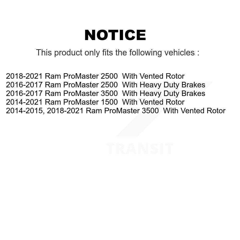 Rear Disc Rotors Ceramic Pads Parking Shoes Hardware Kit For Ram ProMaster 3500