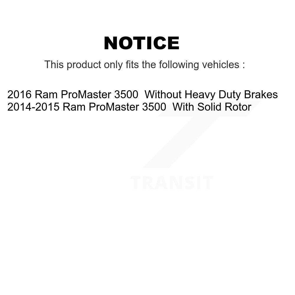 Rear Disc Rotors Ceramic Pads Parking Shoes Hardware Kit For Ram ProMaster 3500