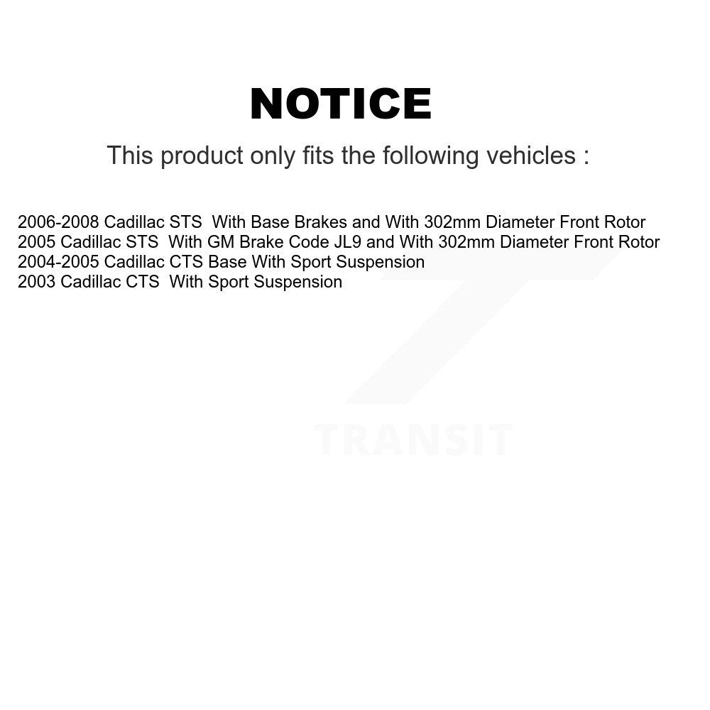 Kit de disques de frein à disque avant et plaquettes en céramique pour Cadillac CTS STS 