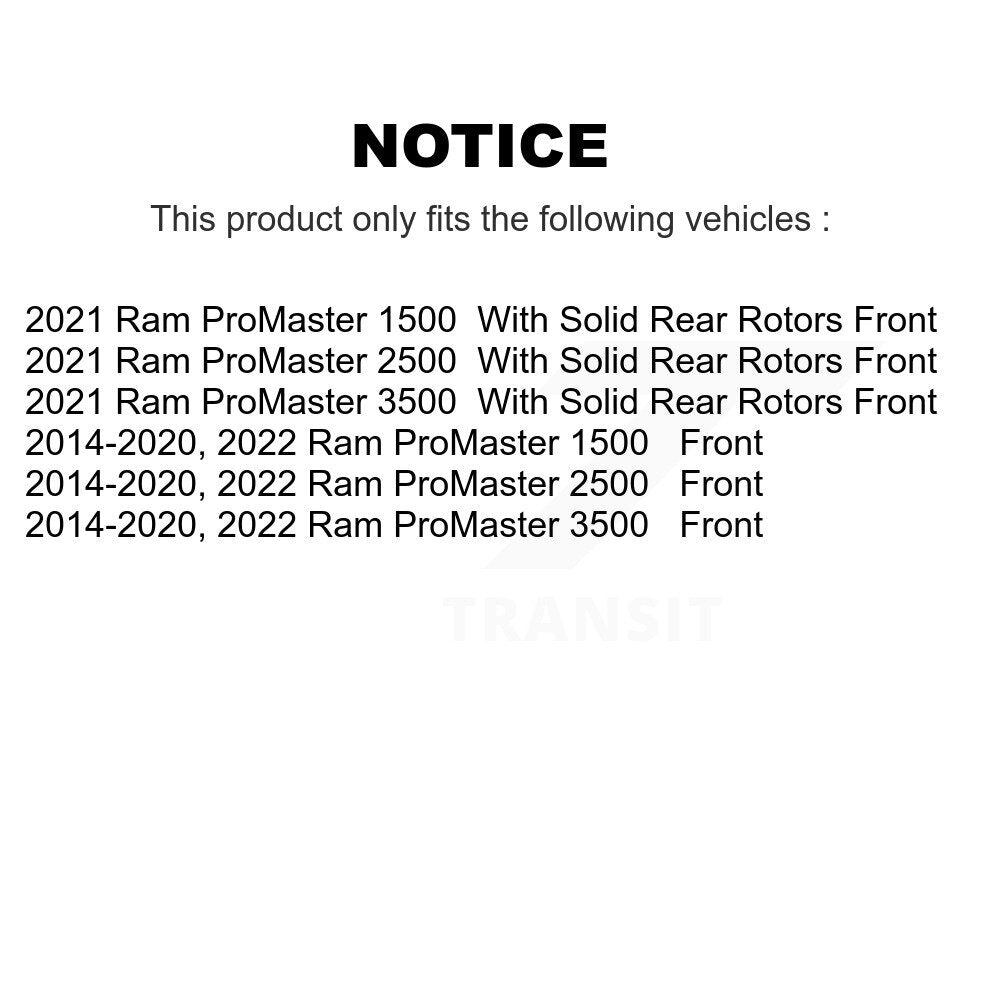 Front Disc Brake Rotors And Ceramic Pads Kit For Ram ProMaster 1500 2500 3500