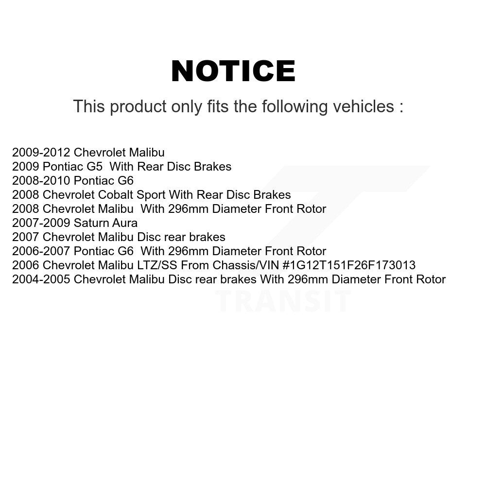 Front Rear Brake Rotor Ceramic Pad Kit For Chevrolet Malibu Pontiac G6 Cobalt G5