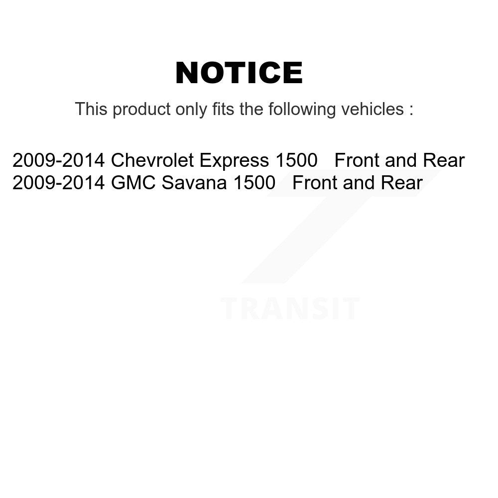 Front Rear Brake Rotor And Ceramic Pad Kit For Chevrolet Express 1500 GMC Savana
