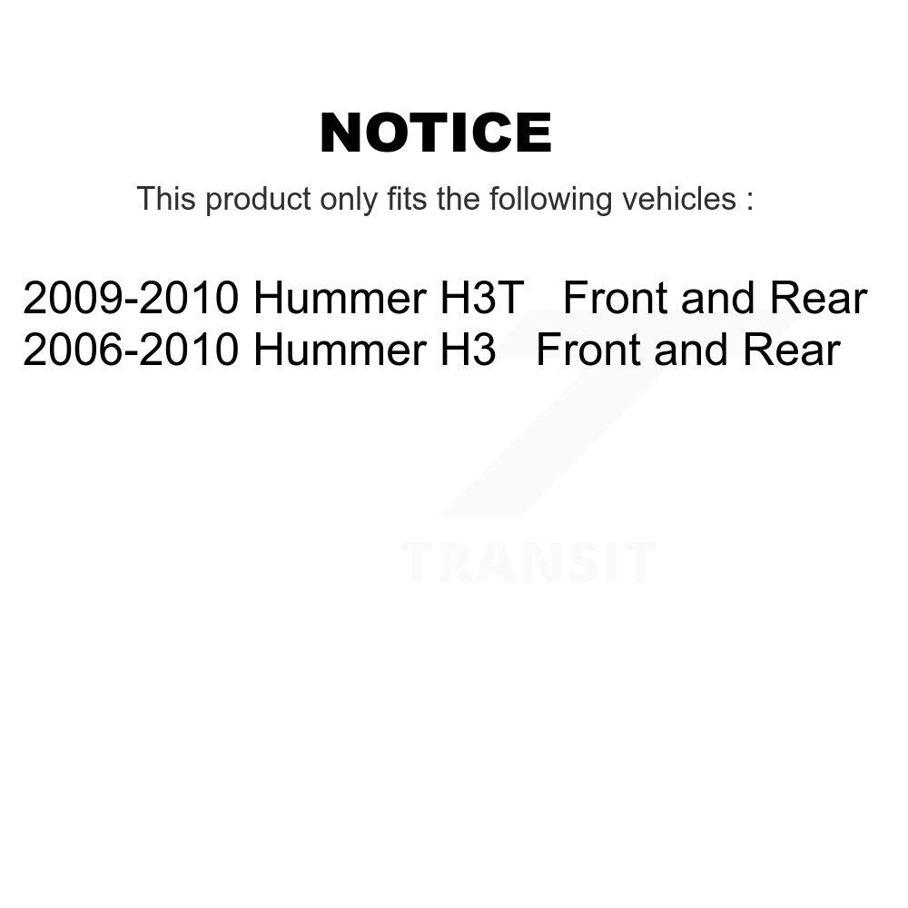 Front Rear Disc Brake Rotors And Ceramic Pads Kit For Hummer H3 H3T
