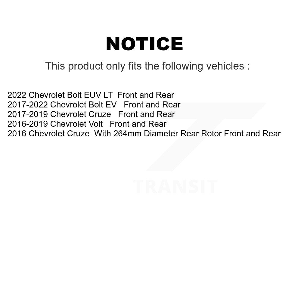 Front Rear Disc Brake Rotor Ceramic Pad Kit For Chevrolet Cruze Volt Bolt EV EUV
