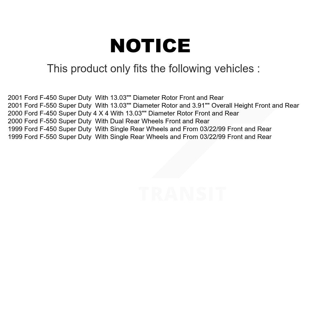 Front Rear Disc Brake Rotors And Ceramic Pad Kit For Ford F-450 Super Duty F-550