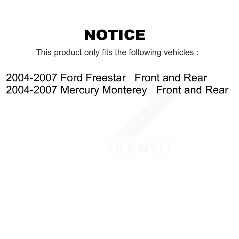 Front Rear Disc Brake Rotor & Ceramic Pad Kit For Ford Freestar Mercury Monterey