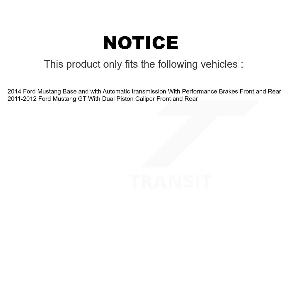 Kit de rotors de frein à disque avant et arrière et plaquettes en céramique pour Ford Mustang 