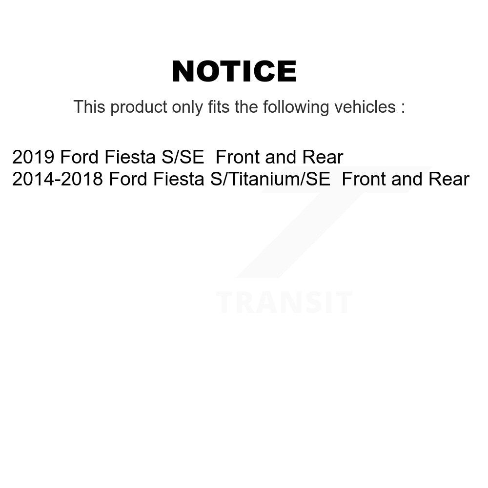 Front Rear Disc Brake Rotors And Ceramic Pads Kit For Ford Fiesta