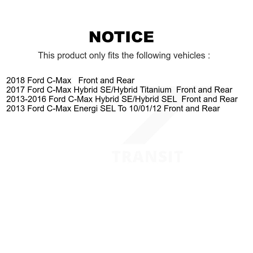 Front Rear Disc Brake Rotors And Ceramic Pads Kit For Ford C-Max