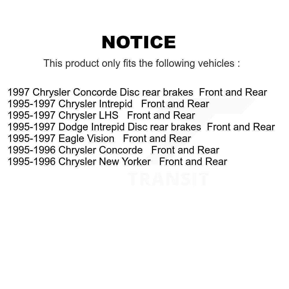 Front Rear Brake Rotors Ceramic Pad Kit For Chrysler Dodge Intrepid Concorde LHS