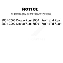 Charger l&#39;image dans la galerie, Rotors de frein à disque avant et arrière et Kit de plaquettes en céramique pour Dodge Ram 2001 2002 2500 3500 