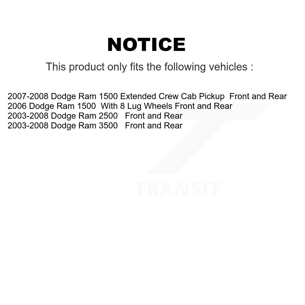 Front Rear Disc Brake Rotors And Ceramic Pads Kit For Dodge Ram 2500 1500 3500