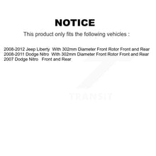 Charger l'image dans la galerie, Front Rear Disc Brake Rotors And Ceramic Pads Kit For Jeep Liberty Dodge Nitro