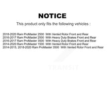 Load image into Gallery viewer, Front Rear Disc Brake Rotor And Ceramic Pad Kit For Ram ProMaster 1500 2500 3500