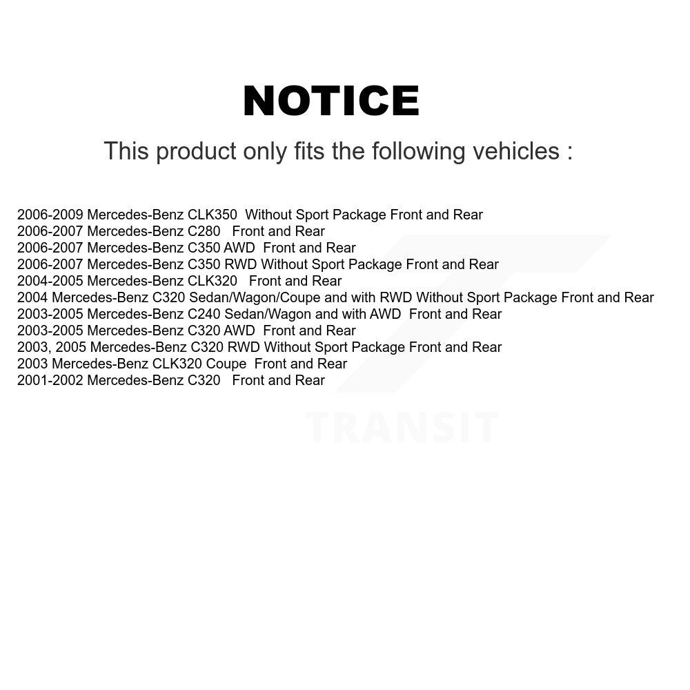 Front Rear Brake Rotor & Ceramic Pad Kit For Mercedes-Benz C240 CLK350 C320 C280