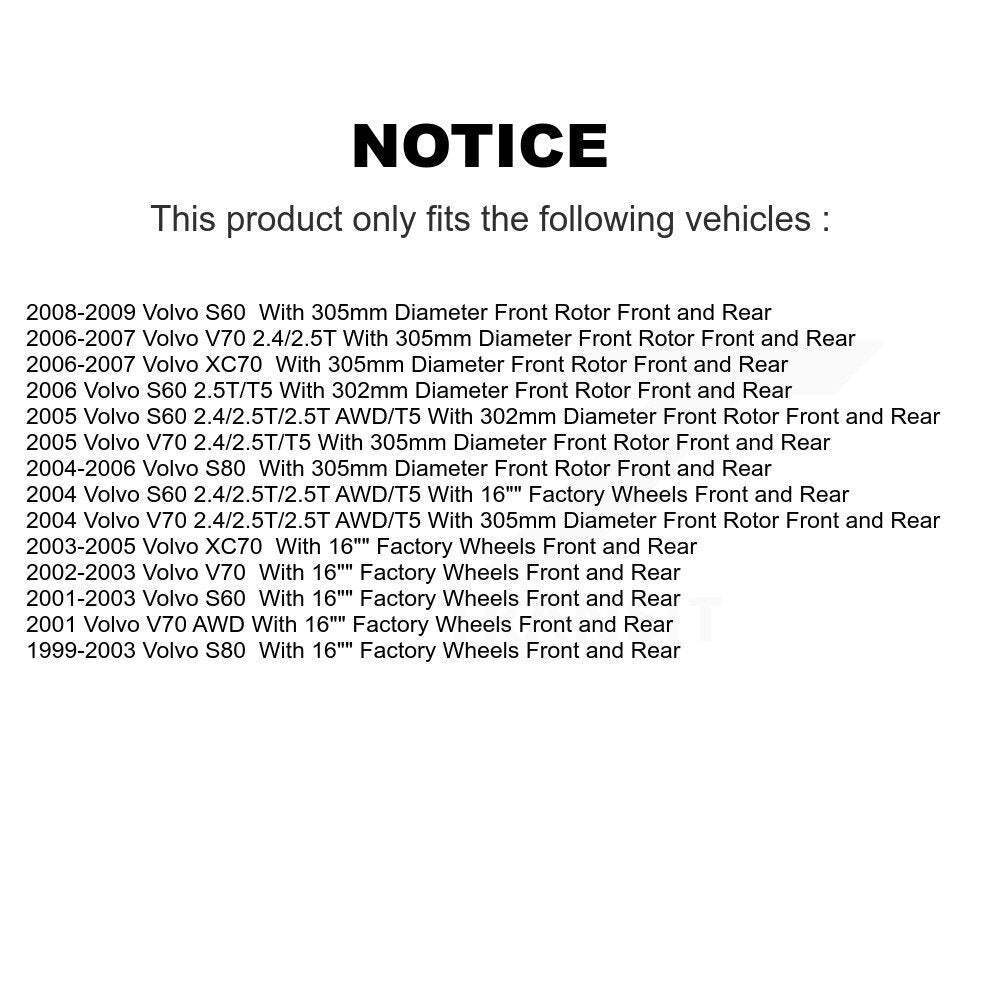 Front Rear Disc Brake Rotors And Ceramic Pads Kit For Volvo S60 V70 XC70 S80