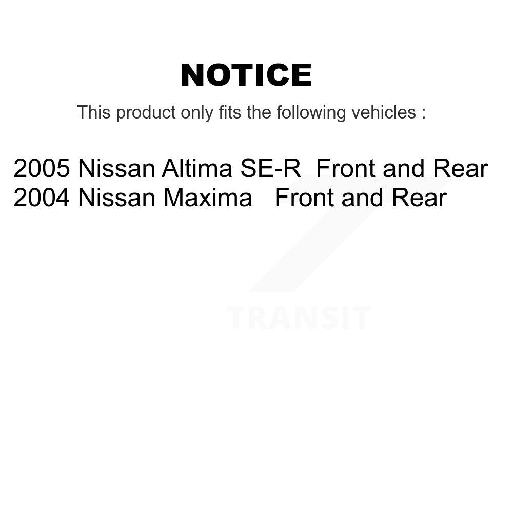 Front Rear Disc Brake Rotors And Ceramic Pads Kit For Nissan Altima Maxima