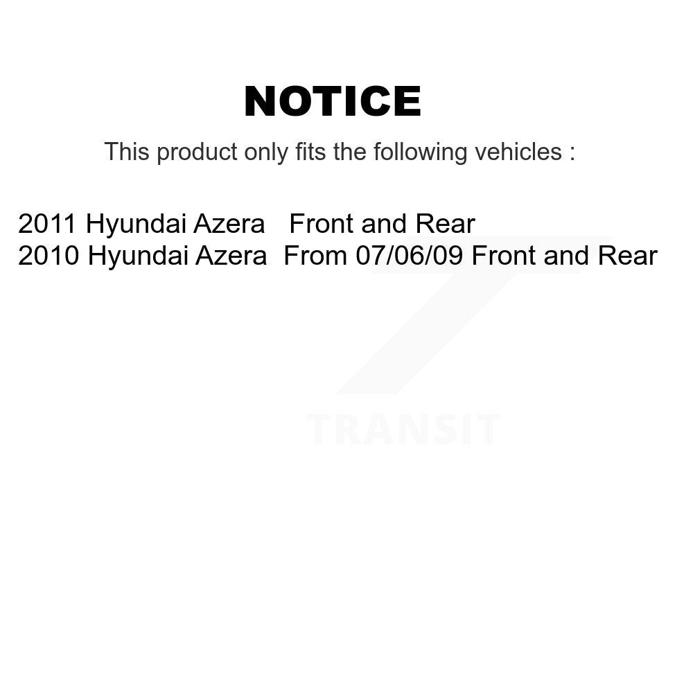 Front Rear Disc Brake Rotors And Ceramic Pads Kit For 2010-2011 Hyundai Azera