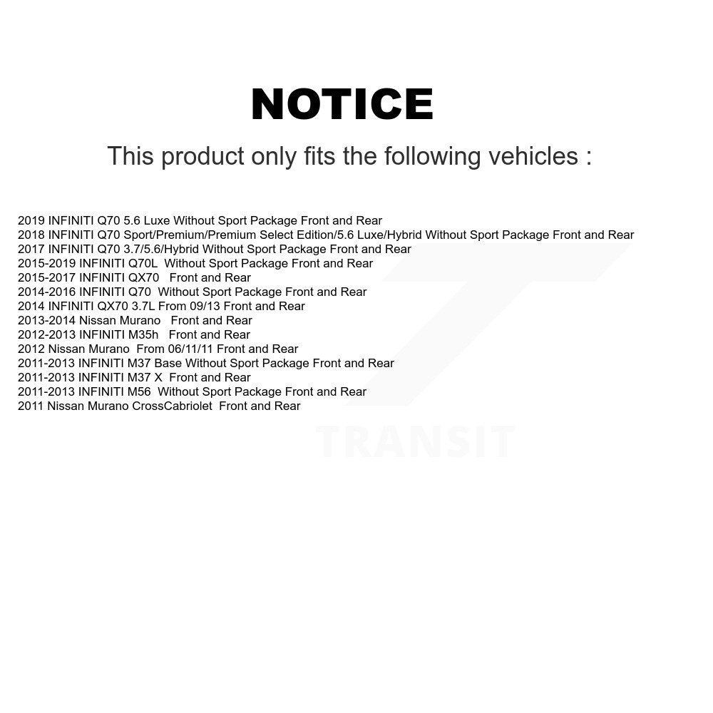 Front Rear Brake Rotor & Ceramic Pad Kit For Nissan Murano INFINITI M37 QX70 Q70