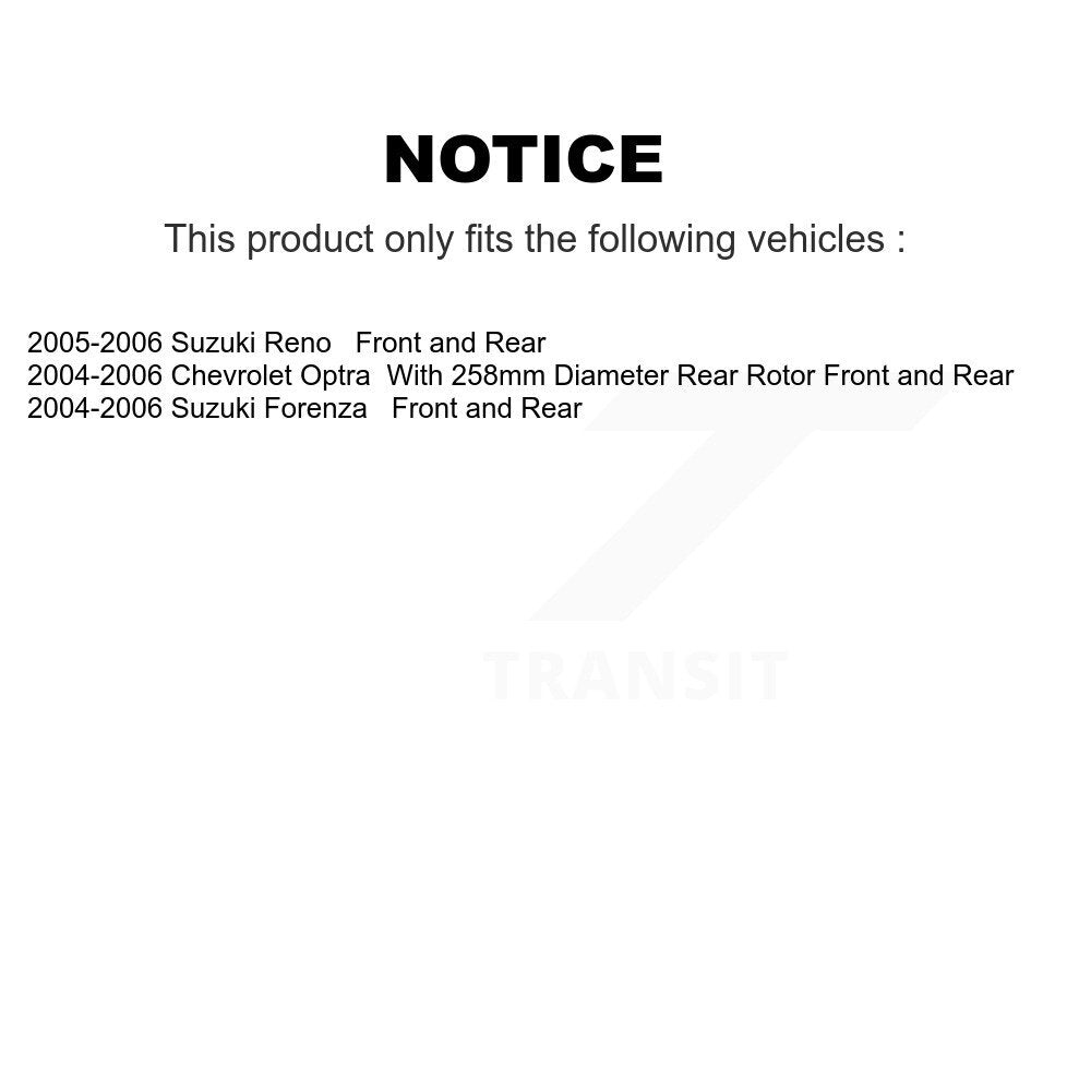 Front Rear Brake Rotor & Ceramic Pad Kit For Suzuki Forenza Reno Chevrolet Optra