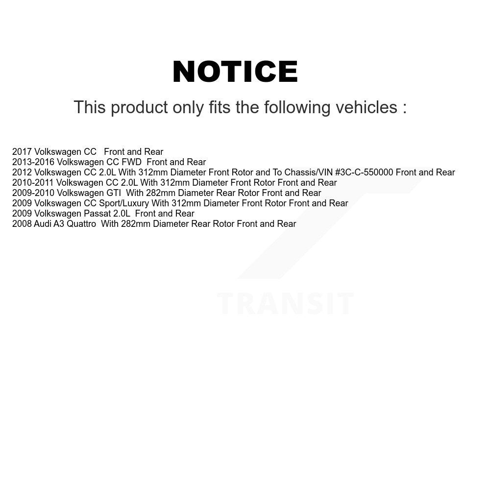 Front Rear Disc Brake Rotor Ceramic Pad Kit For Volkswagen CC GTI Passat Audi A3