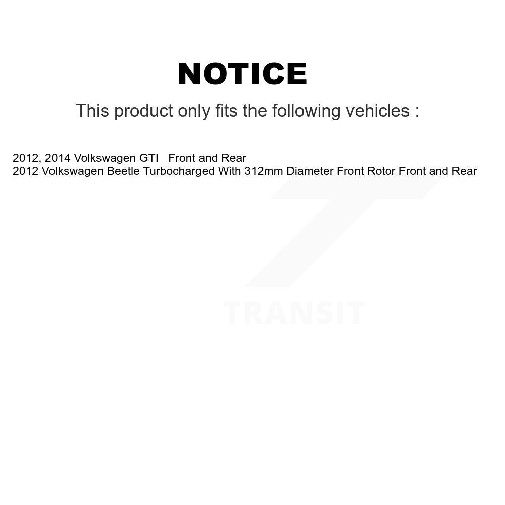 Front Rear Disc Brake Rotors And Ceramic Pads Kit For Volkswagen Beetle GTI