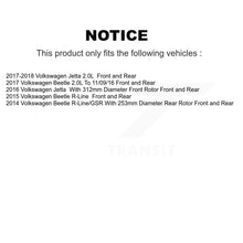 Charger l'image dans la galerie, Front Rear Disc Brake Rotors And Ceramic Pads Kit For Volkswagen Jetta Beetle