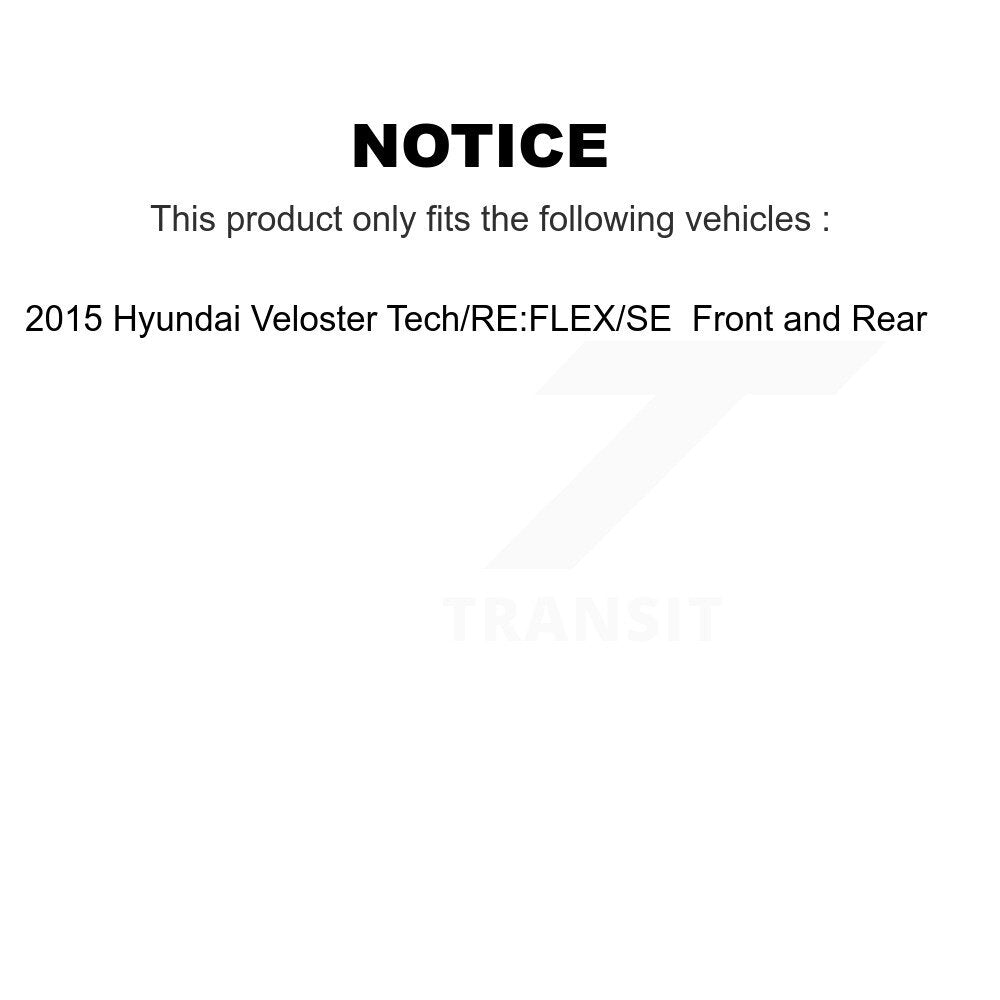 Front Rear Brake Rotor Ceramic Pad Kit For 2015 Hyundai Veloster Tech RE FLEX SE