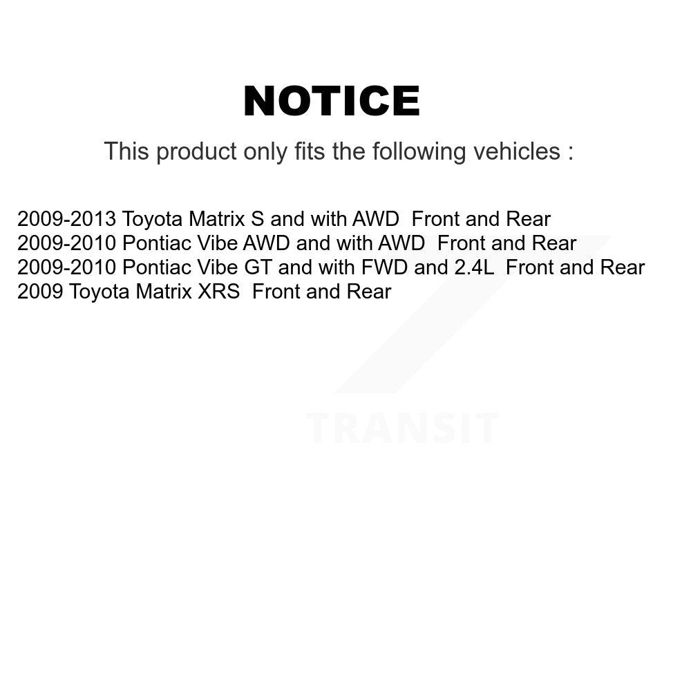 Front Rear Disc Brake Rotors And Ceramic Pads Kit For Toyota Matrix Pontiac Vibe