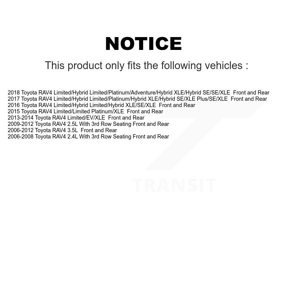 Front Rear Disc Brake Rotors And Ceramic Pads Kit For Toyota RAV4