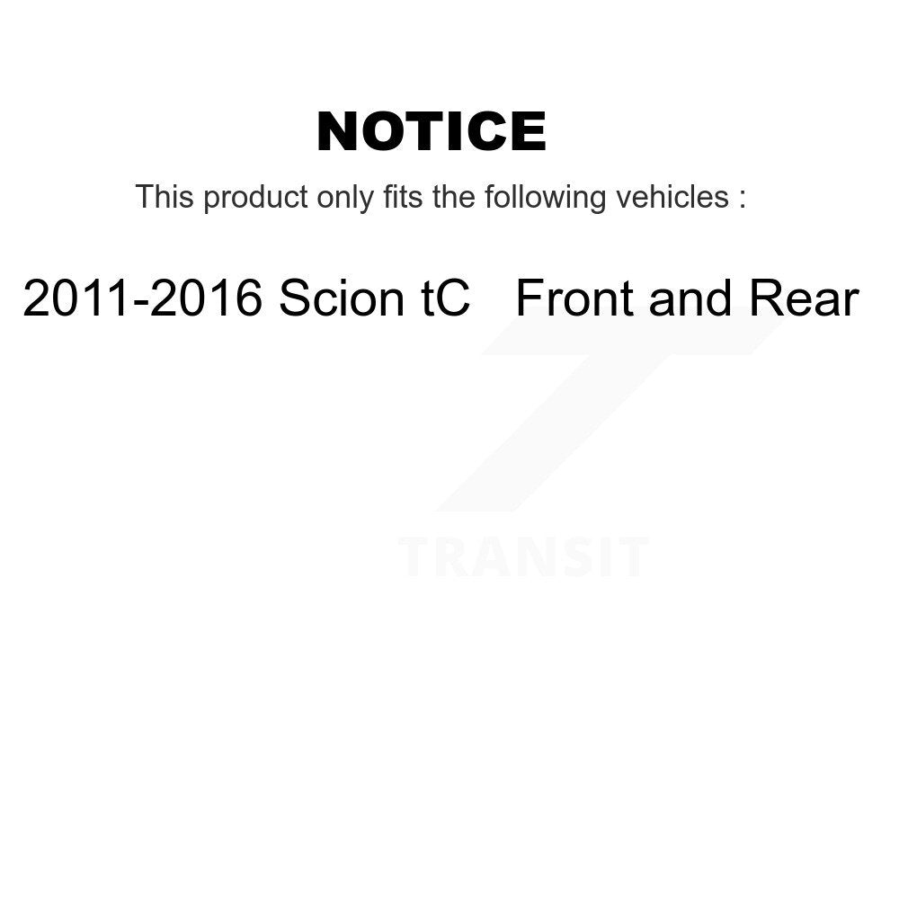 [Front+Rear] 2011-2016 Scion tC Premium OE Brake Rotors & Ceramic Pads Kit For Max Braking