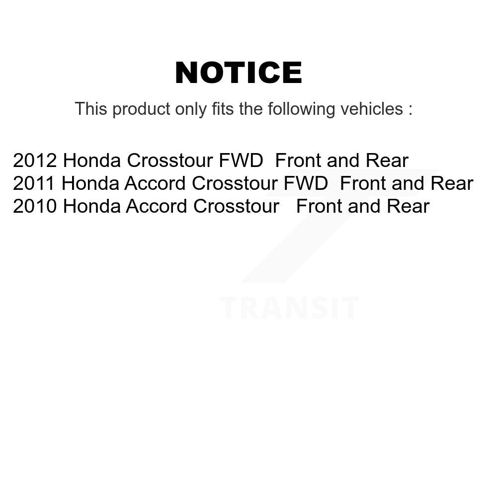 Front Rear Disc Brake Rotors And Ceramic Pads Kit For Honda Accord Crosstour