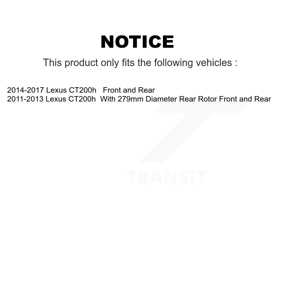 Front Rear Disc Brake Rotors And Ceramic Pads Kit For Lexus CT200h