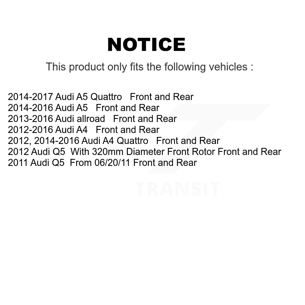 Front Rear Disc Brake Rotors & Ceramic Pad Kit For Audi A4 Q5 A5 Quattro allroad