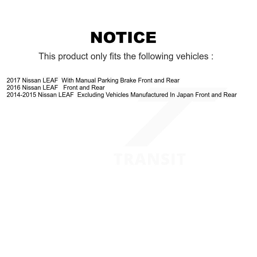 Front Rear Disc Brake Rotors And Ceramic Pads Kit For Nissan LEAF