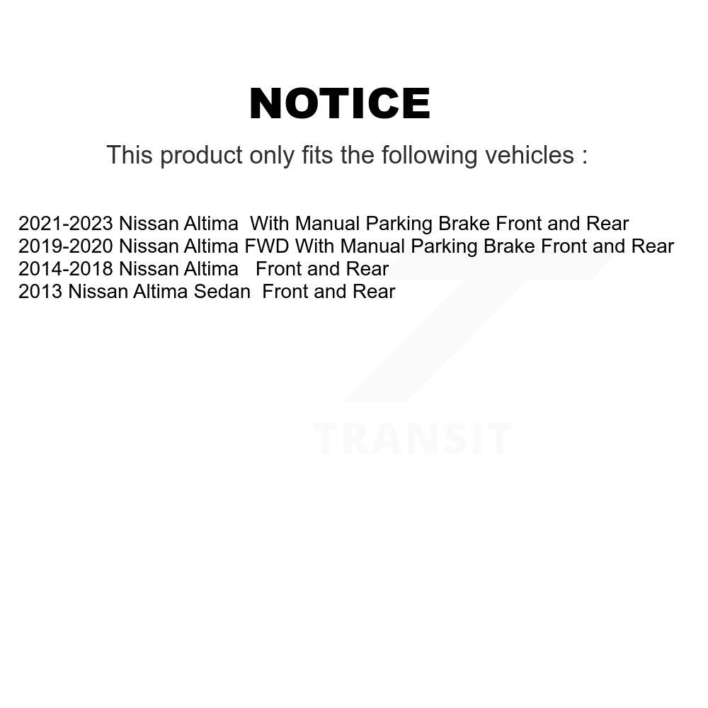 Front Rear Disc Brake Rotors And Ceramic Pads Kit For Nissan Altima