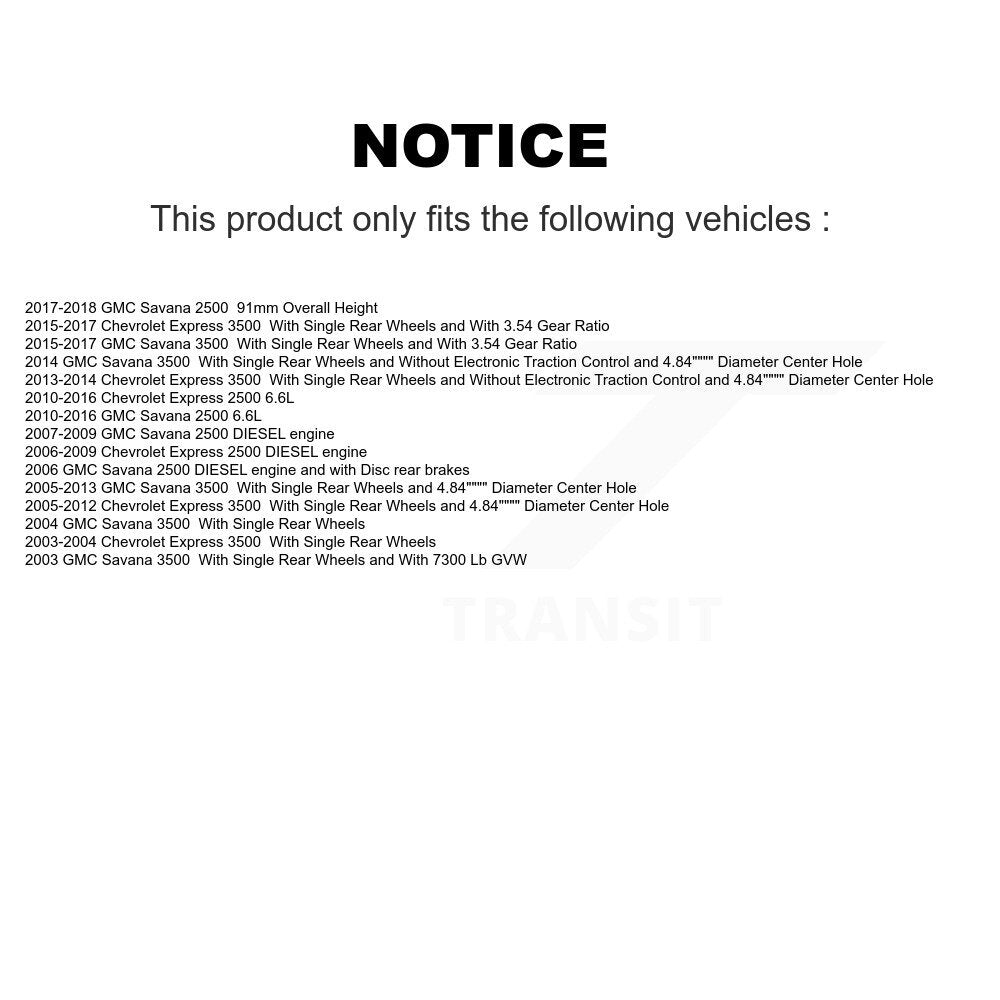 Rear Disc Brake Rotor Ceramic Pad Kit For Chevrolet Express 3500 2500 GMC Savana