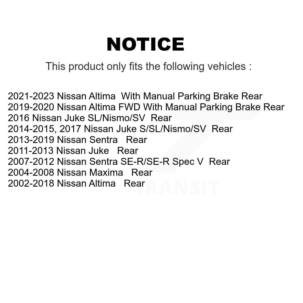 Kit de rotors de frein à disque arrière et plaquettes en céramique pour Nissan Altima Sentra Maxima Juke 