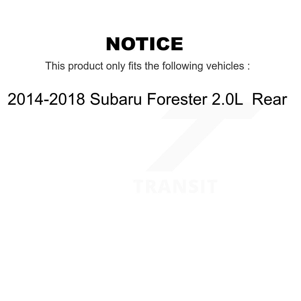 Kit de rotors de frein à disque arrière et de plaquettes en céramique pour Subaru Forester 2.0L 2014 – 2018 