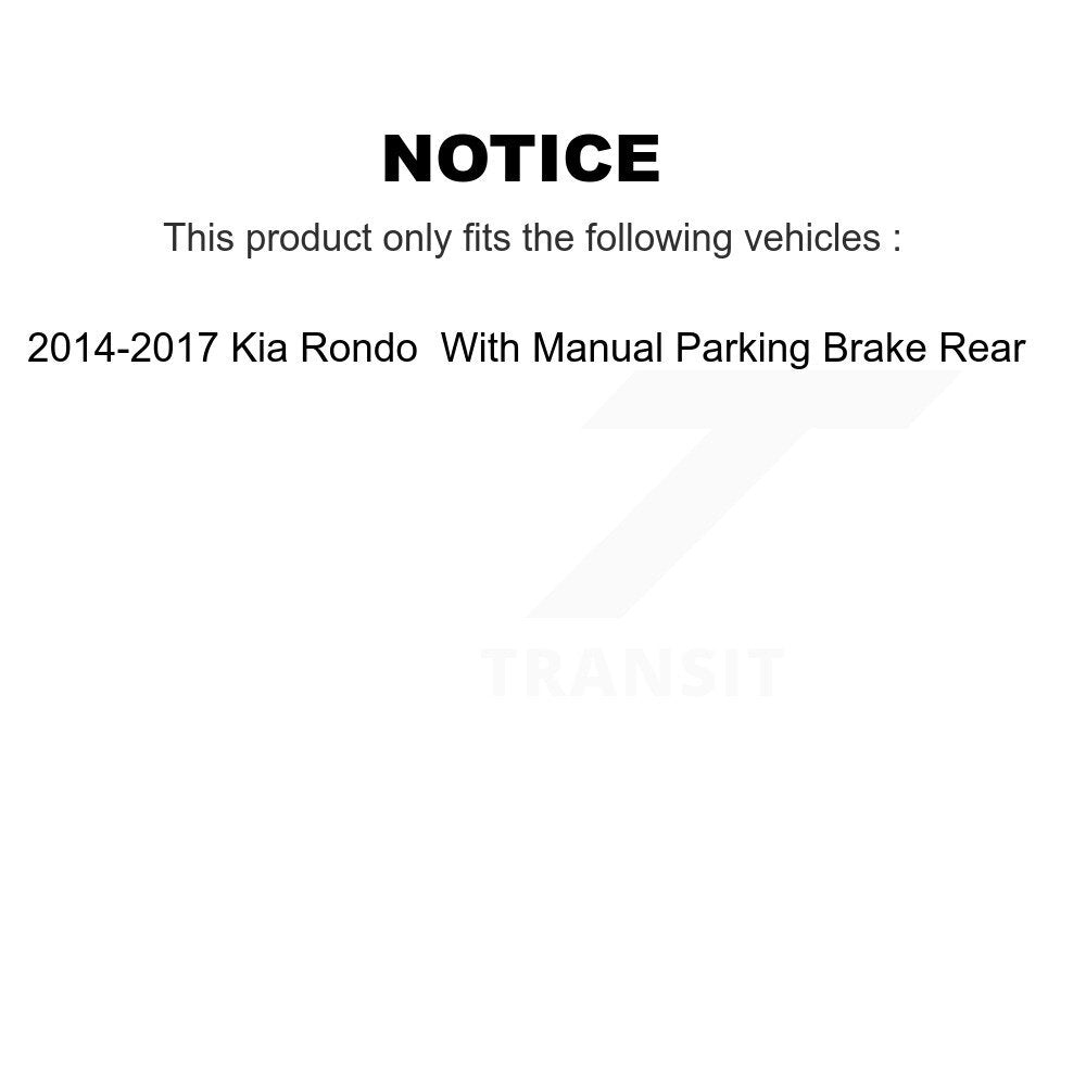 Rear Brake Rotor & Ceramic Pad Kit For 14-17 Kia Rondo With Manual Parking