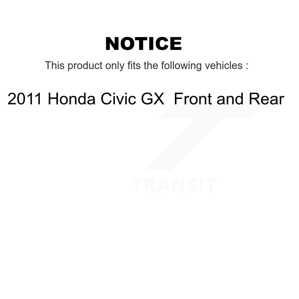 Kit de plaquettes et de tambour en céramique, Rotor de frein à disque avant et arrière (9 pièces) pour Honda Civic GX 2011 