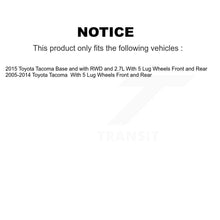 Charger l'image dans la galerie, Rotors de frein à disque avant et arrière, plaquettes en céramique et Kit de tambour (9 pièces) pour Toyota Tacoma 