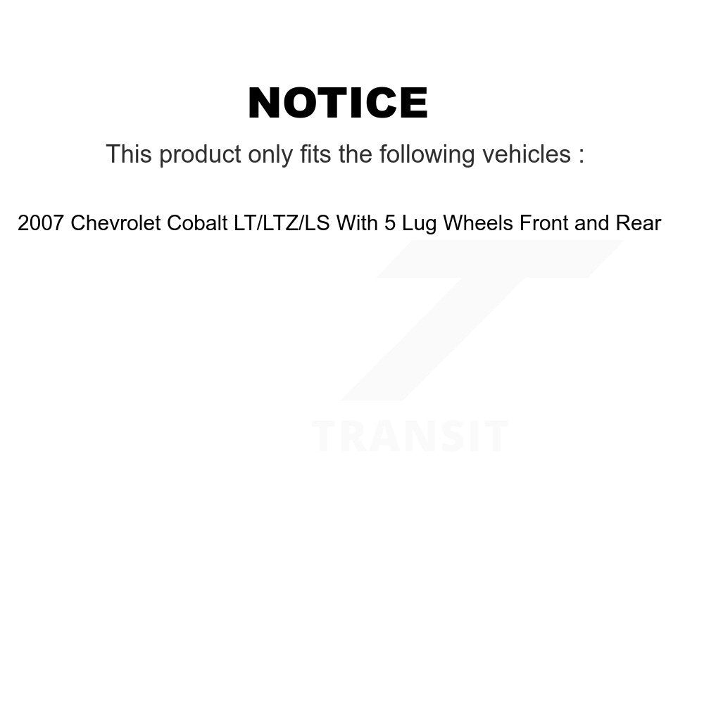 Kit de plaquettes et de tambour en céramique pour Rotor de frein avant et arrière (7 pièces) pour Chevrolet Cobalt Pontiac 