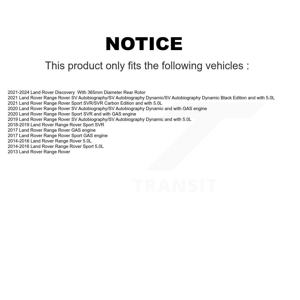 Rear Disc Brake Rotors And Ceramic Pads Kit For Land Rover Range Sport