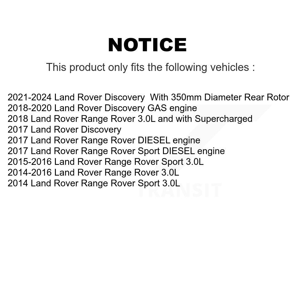 Rear Disc Brake Rotors And Ceramic Pads Kit For Land Rover Range Sport Discovery