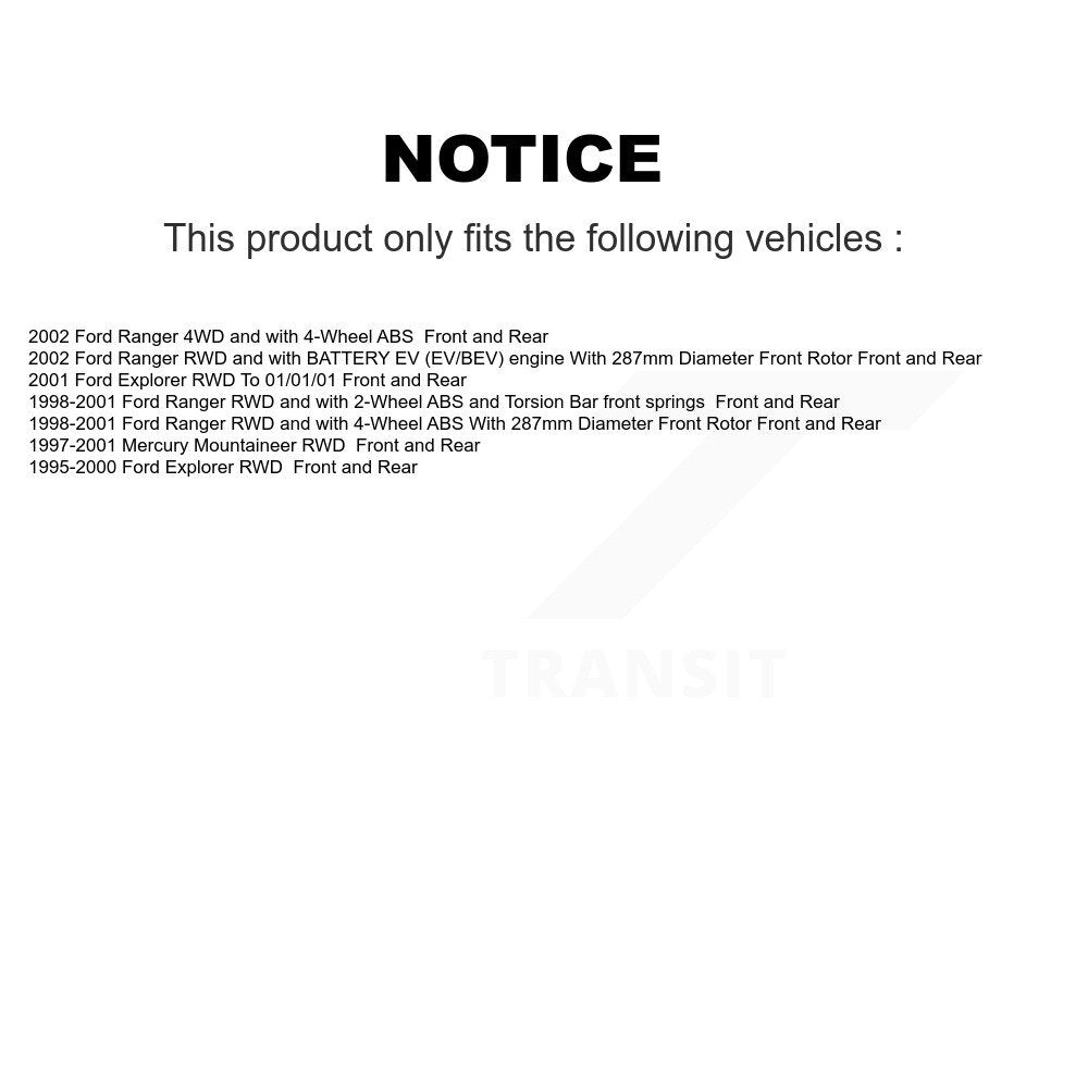 Front Rear Disc Brake Rotor And Ceramic Pad Kit For Ford Ranger Explorer Mercury