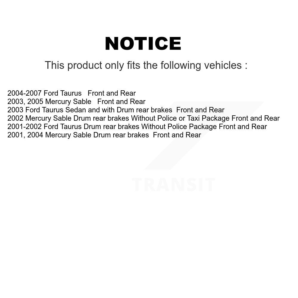 Front Rear Disc Brake Rotor Ceramic Pad & Drum Kit For Ford Taurus Mercury Sable