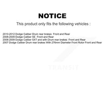 Charger l'image dans la galerie, Front Rear Disc Brake Rotors Ceramic Pads And Drum Kit For Dodge Caliber