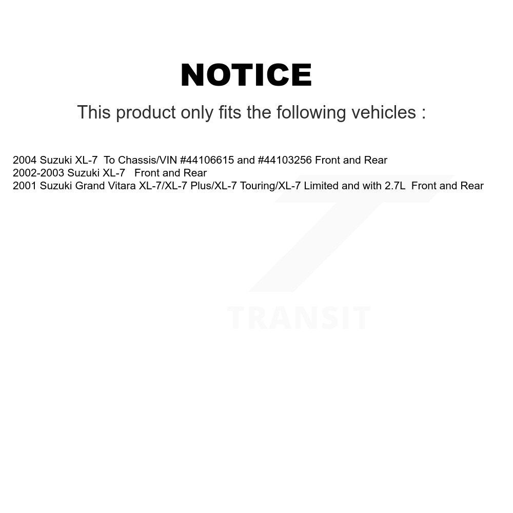 Front Rear Disc Brake Rotors Ceramic Pad & Drum Kit For Suzuki XL-7 Grand Vitara