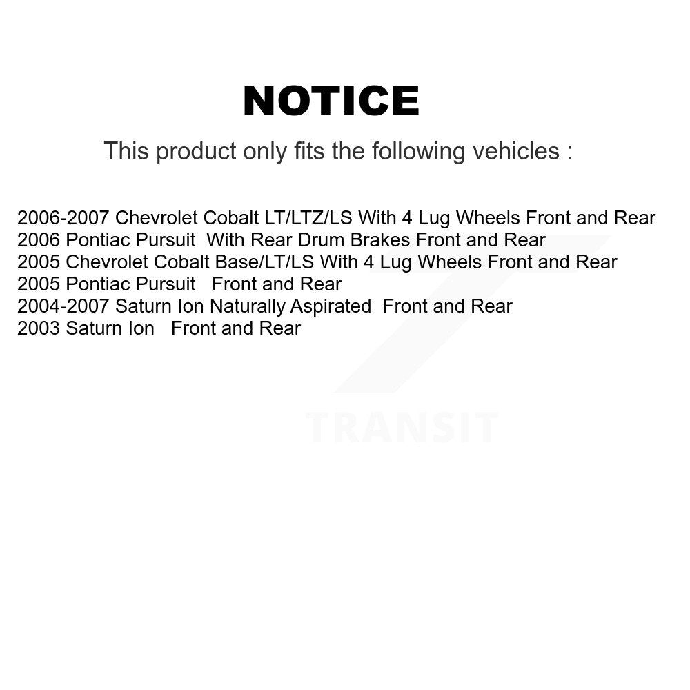 Front Rear Disc Brake Rotor Ceramic Pad Drum Kit For Chevrolet Cobalt Saturn Ion